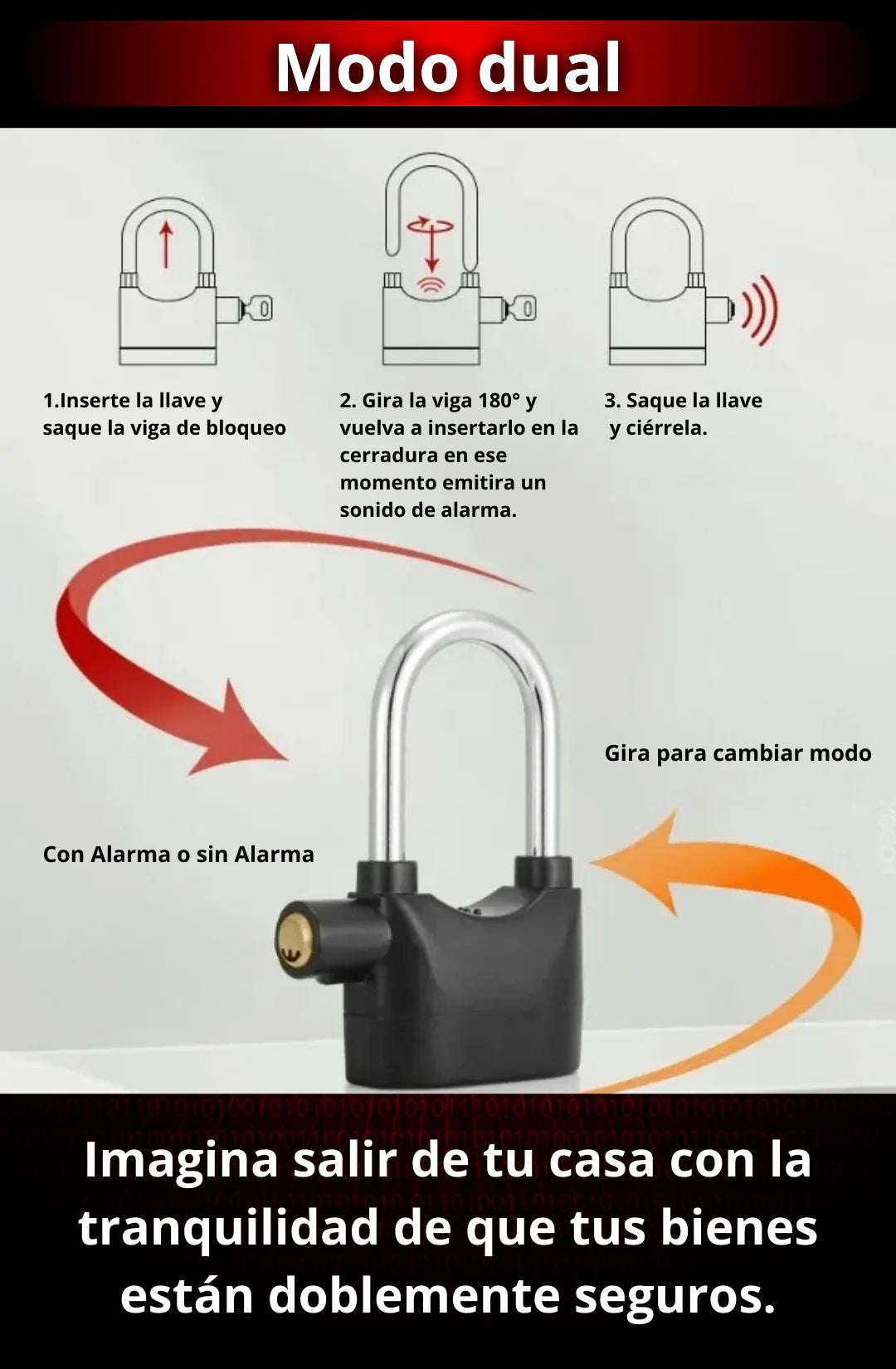 CANDADO DE SEGURIDAD CON ALARMA: MÁXIMA SEGURIDAD 🔒