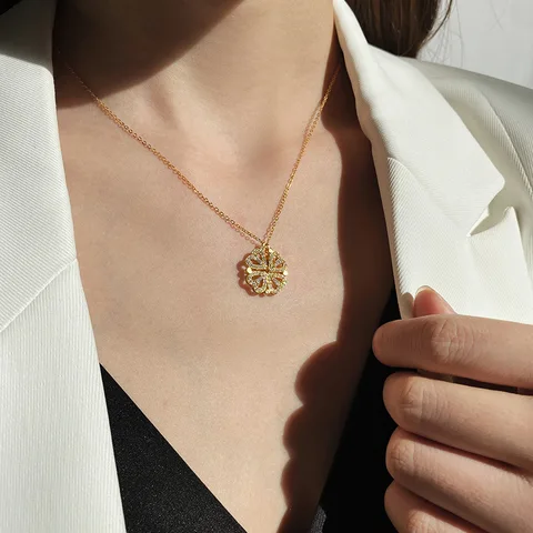 COLLAR 2 EN 1 (TRÉBOL Y CORAZÓN) + CAJA DE REGALO 💘