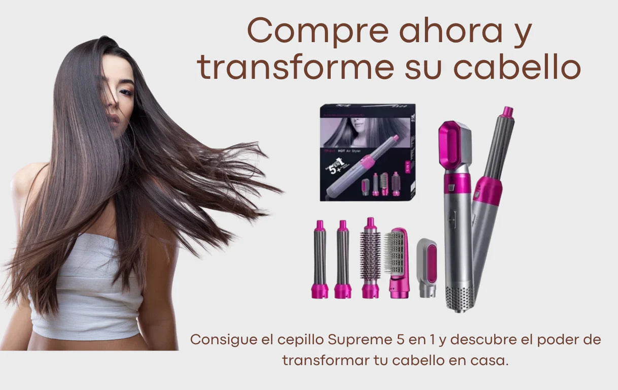 CEPILLO SECADOR 5 EN 1 - (Seca, cepilla, plancha, alisa y ondula) 💇💇‍♂️💇‍♀️