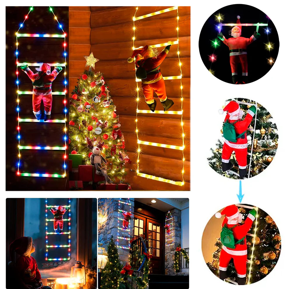 ESCALERA LED NAVIDEÑA DE 2 METROS + PAPÁ NOEL 30CM