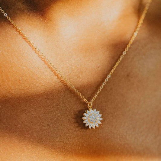 COLLAR GIRASOL GIRATORIO + CAJA DE REGALO DE LUJO EN FORMA DE CORAZÓN 💖