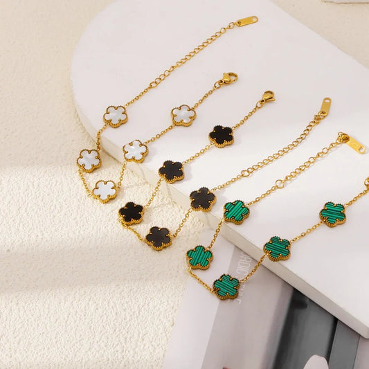 ELEGANTE PULSERA TRÉBOL DE LA SUERTE + CAJA REGALO💖