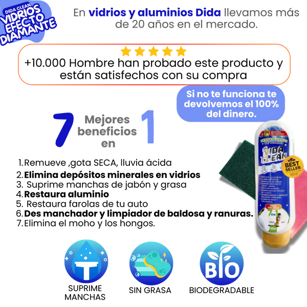LIMPIA VIDRIOS MÁGICO DESMANCHADOR + OBSEQUIOS 🎁