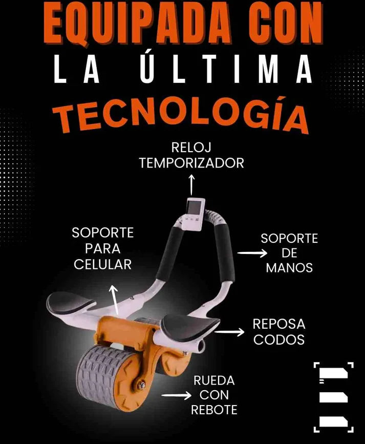 RUEDA ABDOMINAL + CRONÓMETRO + SOPORTE CELULAR 🔥⏱️📲