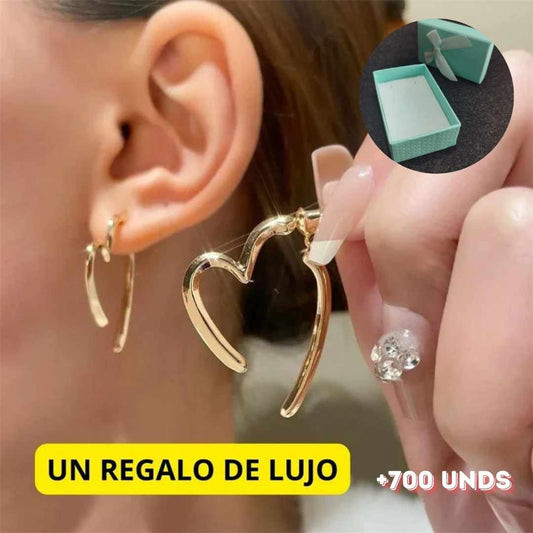 ARETES CORAZÓN + CAJA DE REGALO