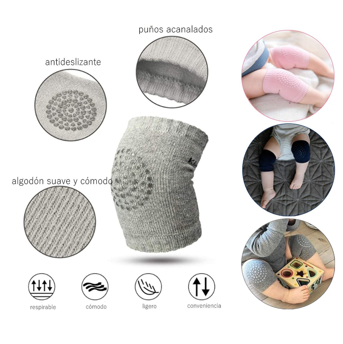 RODILLERAS ANTIDESLIZANTES BEBÉ X3 UNIDADES