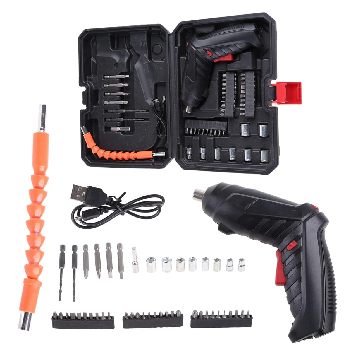 SET DESTORNILLADOR RECARGABLE + 48 PIEZAS