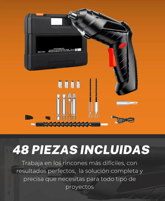 SET DESTORNILLADOR RECARGABLE + 48 PIEZAS