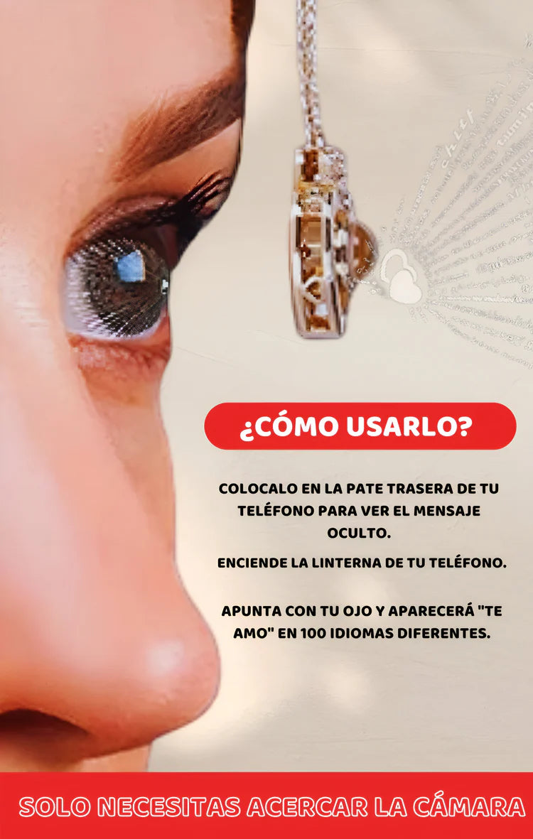 COLLAR TE AMO EN 100 IDIOMAS + CAJA DE REGALO EN FORMA DE CORAZÓN 💖