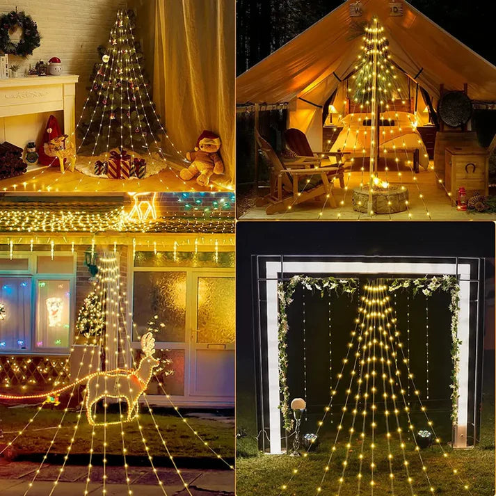 Estrella En Cascada Hiperrealista - Con Paneles Solares - Magic Christmas 🎅🎄