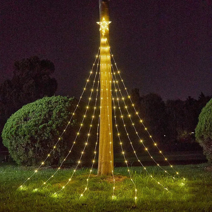 Estrella En Cascada Hiperrealista - Con Paneles Solares - Magic Christmas 🎅🎄