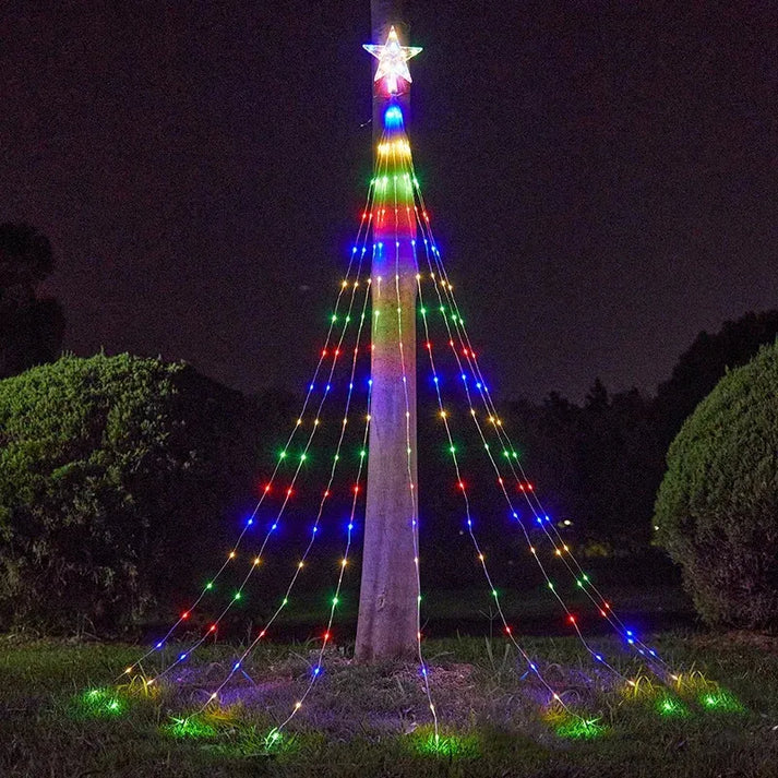 Estrella En Cascada Hiperrealista - Con Paneles Solares - Magic Christmas 🎅🎄