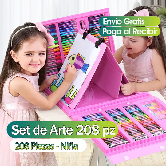 MEGA SET DE ARTE DE 208 PIEZAS NIÑOS / NIÑAS 🖼️🎨