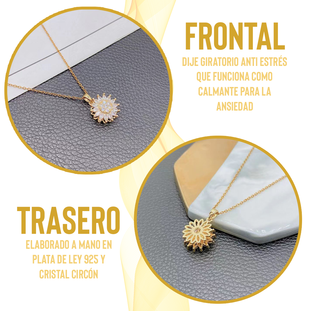 COLLAR GIRASOL GIRATORIO + CAJA DE REGALO DE LUJO EN FORMA DE CORAZÓN 💖